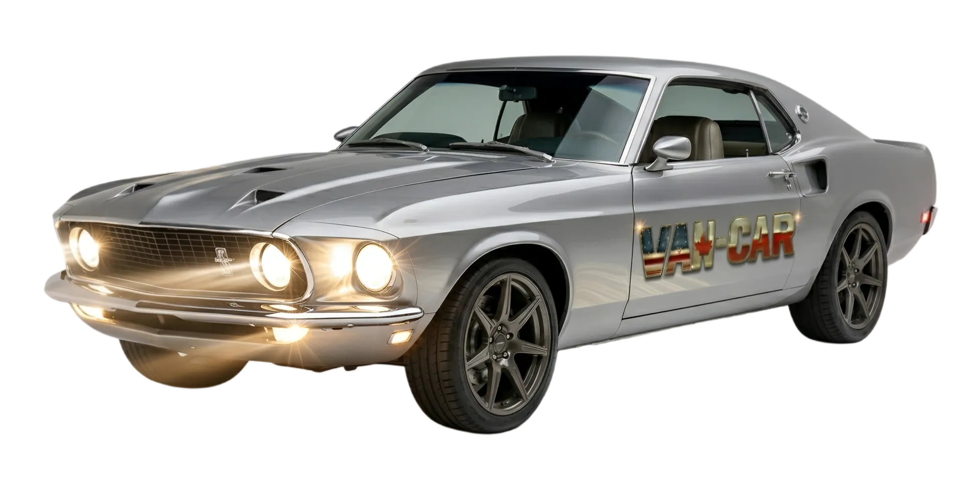 Ford Mustang — boczne ujęcie przed włączeniem świateł